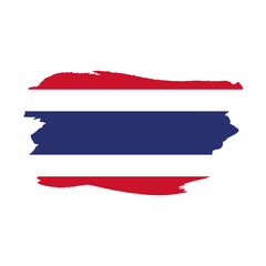 National flag of Thailand with brush stroke effect on white background