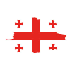 Obraz premium National flag of Georgia with brush stroke effect on white background