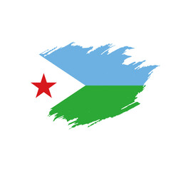 National flag of Djibouti  with brush stroke effect on white background