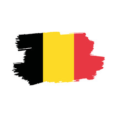 National flag of Belgium  with brush stroke effect on white background