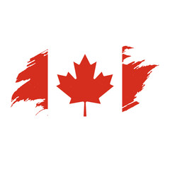 National flag of  Canada with brush stroke effect on white background