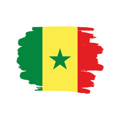 National flag of Senegal  with brush stroke effect on white background