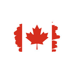 National flag of Canada with brush stroke effect on white background