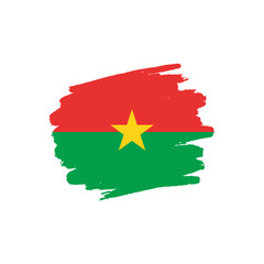 National flag of Burkina Faso with brush stroke effect on white background