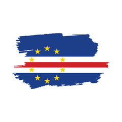 National flag of CAPE VERDE (CABO VERDE) with brush stroke effect on white background