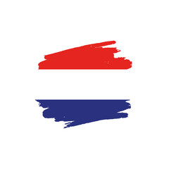 National flag of Netherlands with brush stroke effect on white background