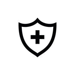 Shield and Cross Icon Vector Design Template