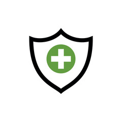 Obraz premium Shield and Cross Icon Vector Design Template