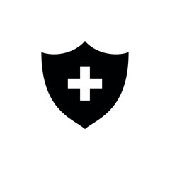 Obraz premium Shield and Cross Icon Vector Design Template