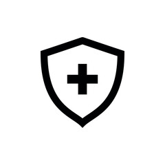 Shield and Cross Icon Vector Design Template