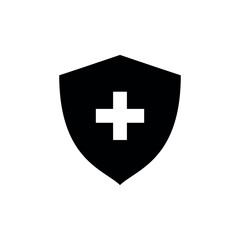 Shield and Cross Icon Vector Design Template