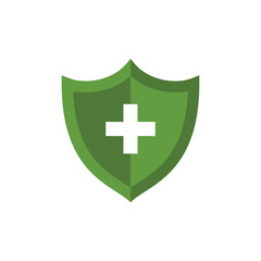 Obraz premium Shield and Cross Icon Vector Design Template