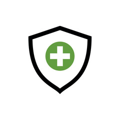 Obraz premium Shield and Cross Icon Vector Design Template