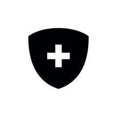 Obraz premium Shield and Cross Icon Vector Design Template