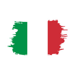 National flag of Italy with brush stroke effect on white background