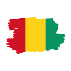 National flag of GUINEA with brush stroke effect on white background