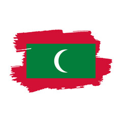 National flag of Maldives with brush stroke effect on white background