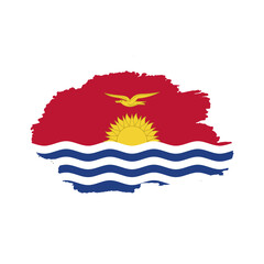National flag of Kiribati with brush stroke effect on white background