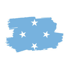 National flag of Micronesia with brush stroke effect on white background