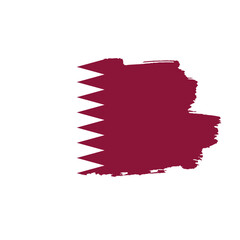 National flag of Qatar with brush stroke effect on white background