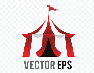 Vector gradient circular big top circus tent icon with a triangle flag on top - 665465845