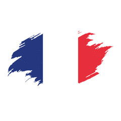 National flag of FRANCE with brush stroke effect on white background