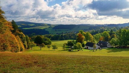 Beautiful autumn landscape. Colourful nature in autumn time. Highlands - Czech Republic.