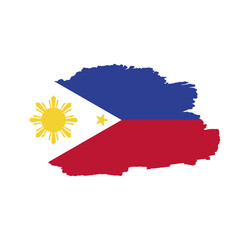National flag of Philippines with brush stroke effect on white background