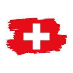 National flag of Switzerland with brush stroke effect on white background