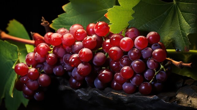 A ripe grape in the vineyard acts as a symbolic precursor to the upcoming harvest day, signaling the time to gather this delicious grape fruit