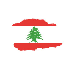 National flag of  Lebanon with brush stroke effect on white background