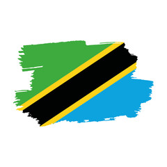 Obraz premium National flag of Tanzania with brush stroke effect on white background