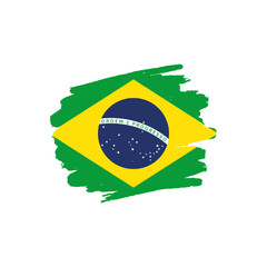 National flag of Brazil with brush stroke effect on white background