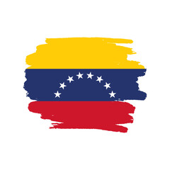 National flag of Venezuela with brush stroke effect on white background
