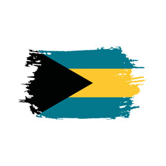 National flag of  the Bahamas with brush stroke effect on white background