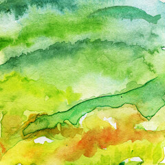 Traditional watercolor abstract landscape