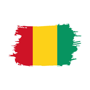 National flag of Mali with brush stroke effect on white background