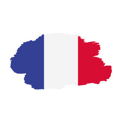 National flag of France with brush stroke effect on white background