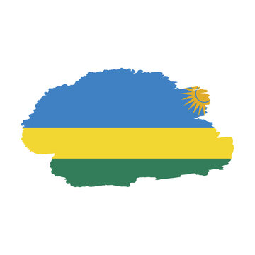 National flag of Rwanda with brush stroke effect on white background