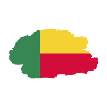National flag of Benin with brush stroke effect on white background
