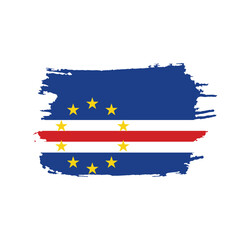 National flag of Cape Verde with brush stroke effect on white background