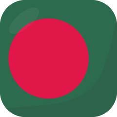 Bangladesh flag square 3D cartoon style.