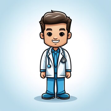funny male cartoon doctor with stethoscope