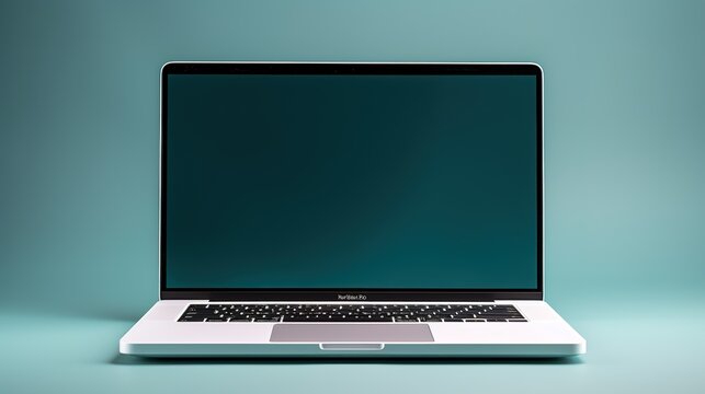 a laptop computer on a blue background