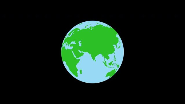 Planet earth rotation outer space. 3d info graphic motion loop. Isolated globe spin 360 degree. Flat symbol slow turn animation. Float astro sphere. Seamless map icon. Round land globus. Solar system.