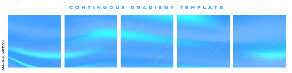 Poster abstract azure blue gradient carousel ad template. continuous square card templates. five gradient b