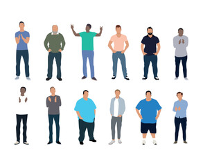 variety of different men isolated