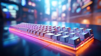 product shot of computer keyboard with flickering lights - obrazy, fototapety, plakaty