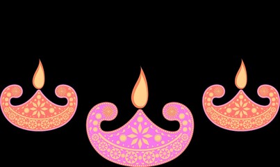 Decorative Floral Burning Oil Lamps (Diya) Elements.