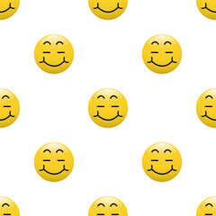 Fototapeta premium Yellow Head emoticon icon with Facial expressions, Seamless pattern on white background.